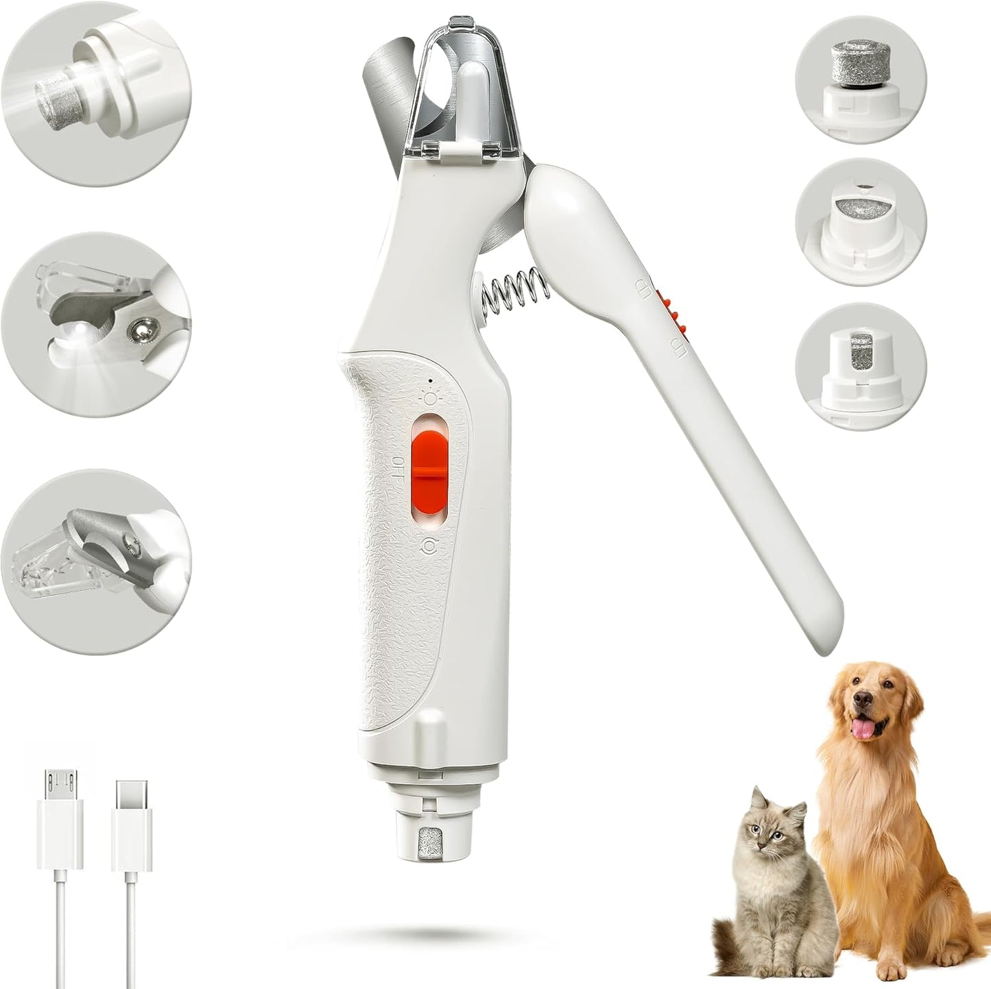 2-In-1 Cat & Dog Nail Clippers for any Sized Pet With Grinder and LED Light