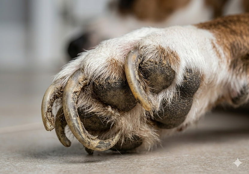 Dog paw before using scratch board