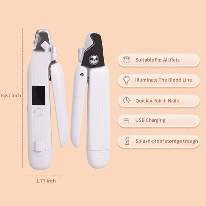 2-In-1 Dog Nail Trimmers & Dog Nail Grinder with 2 LED Lights, Low-Noise Operation, USB Rechargeable, Splash Protection Device, Multiple Grinding Methods, Perfect for Large, Medium, and Small Pets