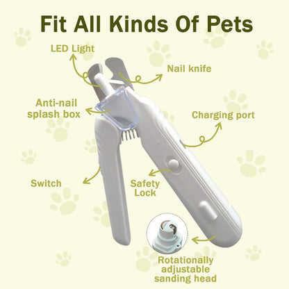 GlowTrim 3-in-1 LED Nail Clippers with Grinder for Cats & Dogs