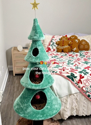 The Purr-mas Tree 59" Christmas Tree Cat Tower