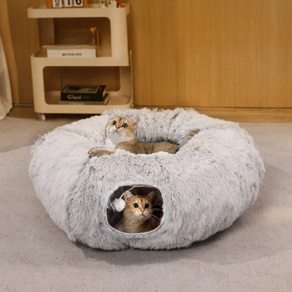ZipUp Donut Cat Bed with Tunnel 