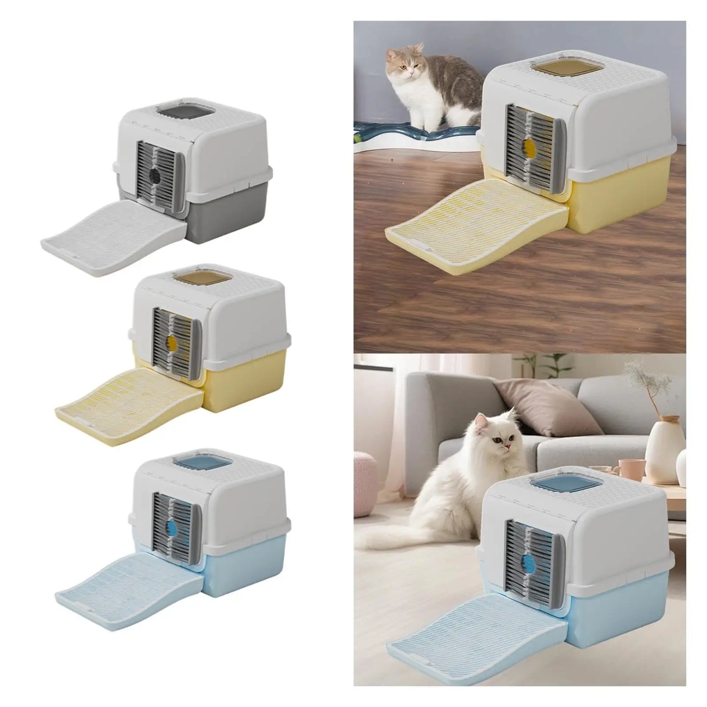 Transform Your Cat's Bathroom Experience with Our Innovative Enclosed Litter Box Featuring an Anti-Slip Base for Easy Maintenance and Ultimate Comfort