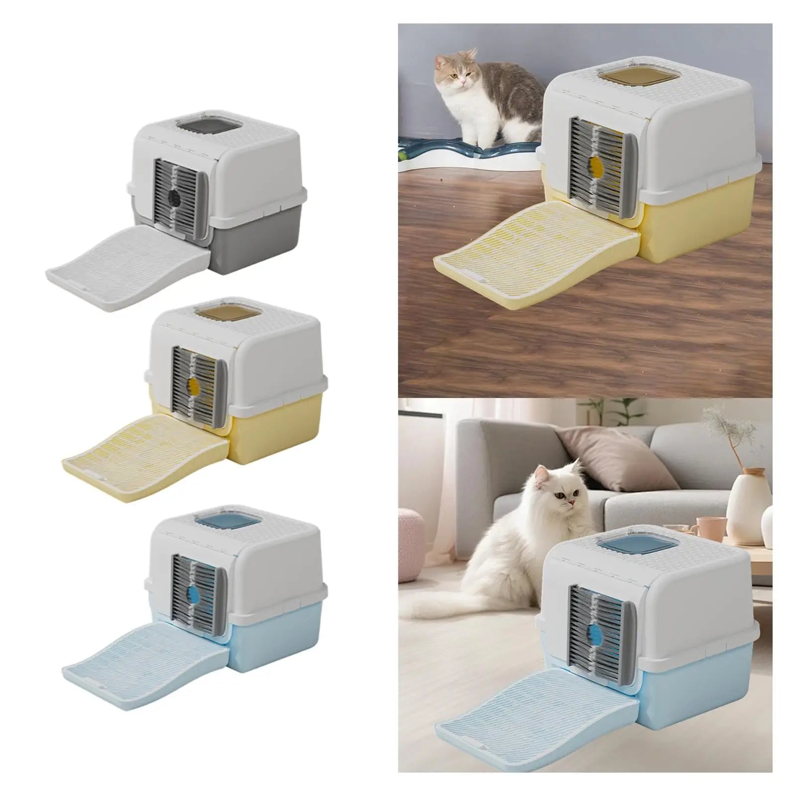 Transform Your Cat's Bathroom Experience with Our Innovative Enclosed Litter Box Featuring an Anti-Slip Base for Easy Maintenance and Ultimate Comfort