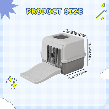 Transform Your Cat's Bathroom Experience with Our Innovative Enclosed Litter Box Featuring an Anti-Slip Base for Easy Maintenance and Ultimate Comfort