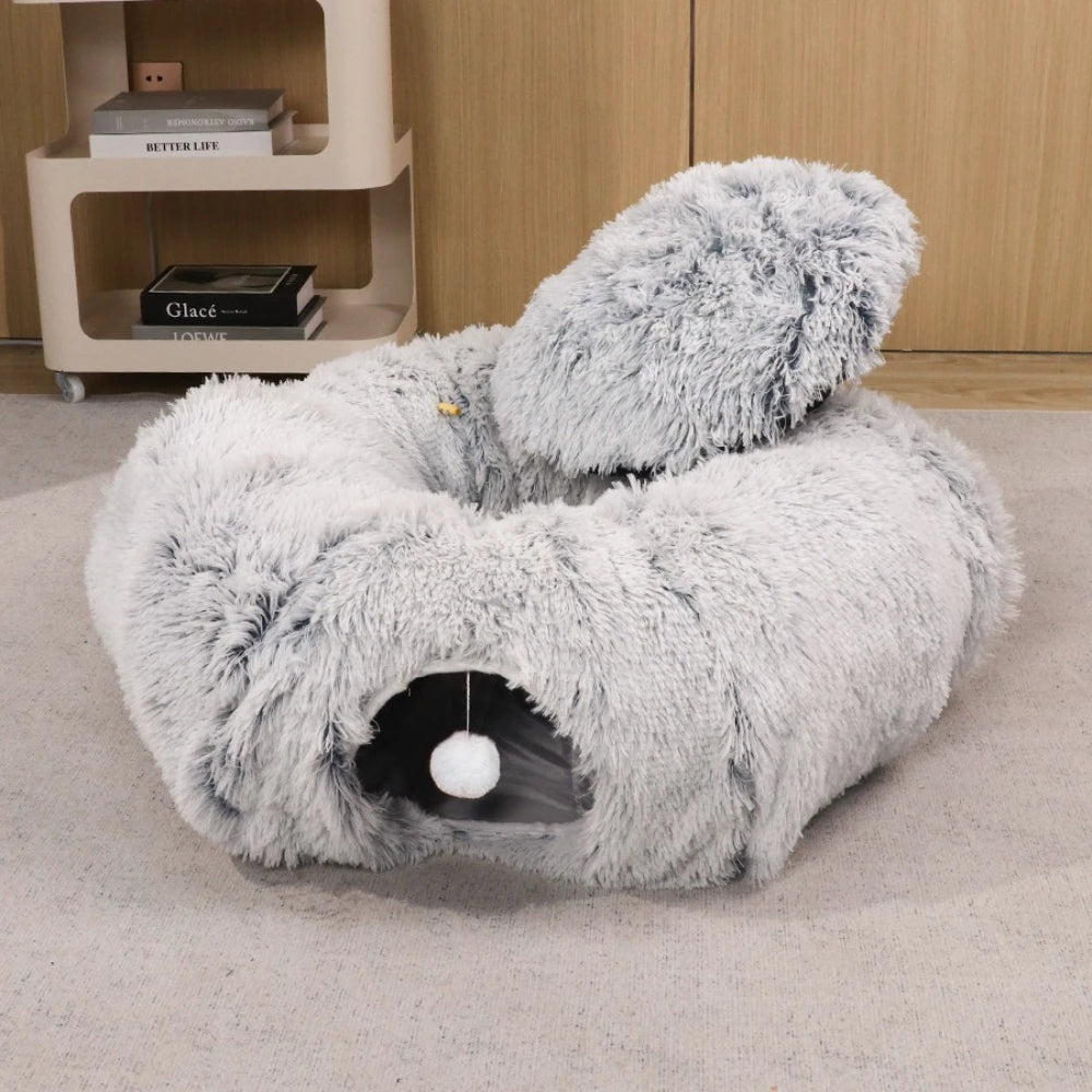 ZipUp Donut Cat Bed with Tunnel 