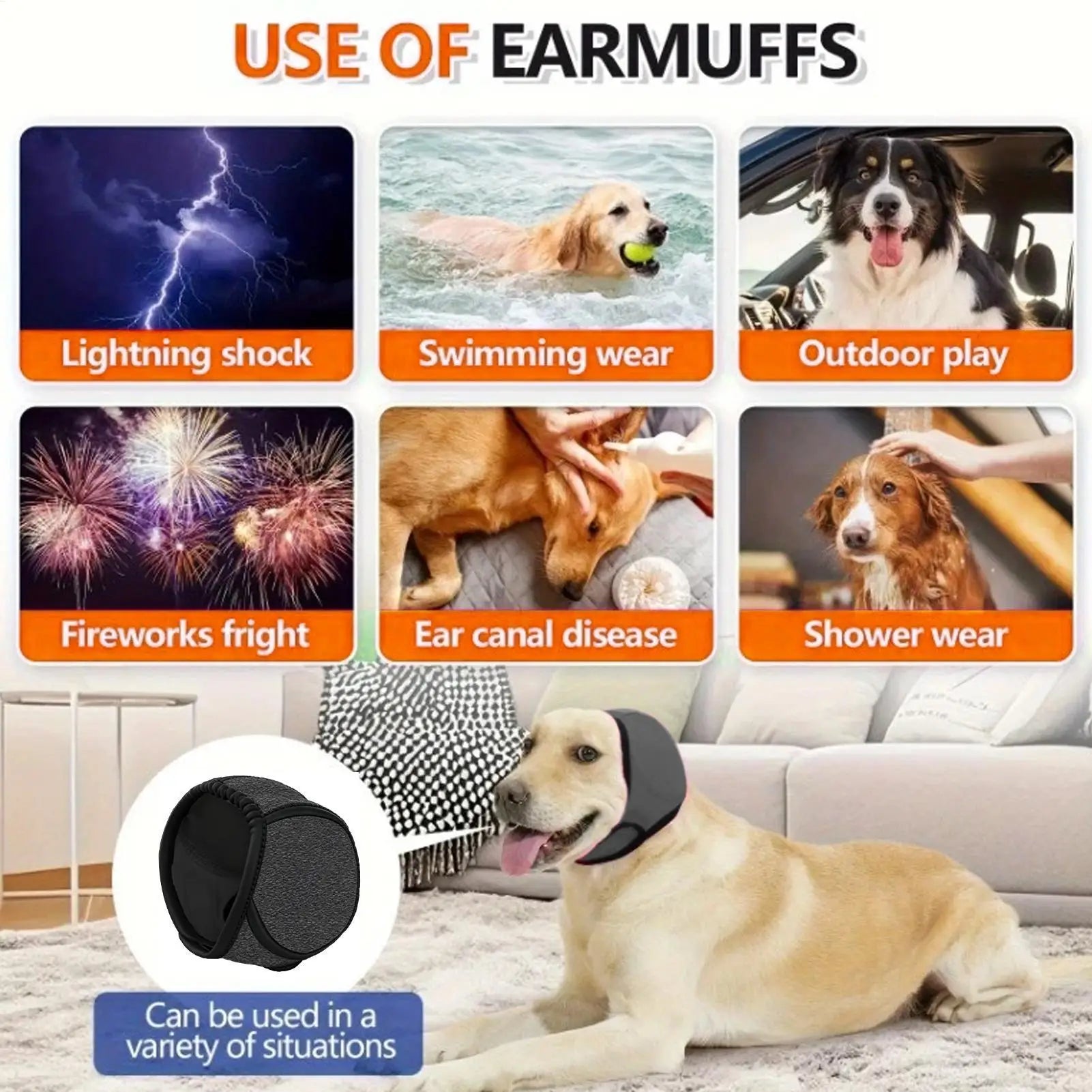 Protect Your Pet's Ears with Our Comfortable Dog Noise Cancelling Ear Muffs - Perfect for Swimming and Winter Adventures!