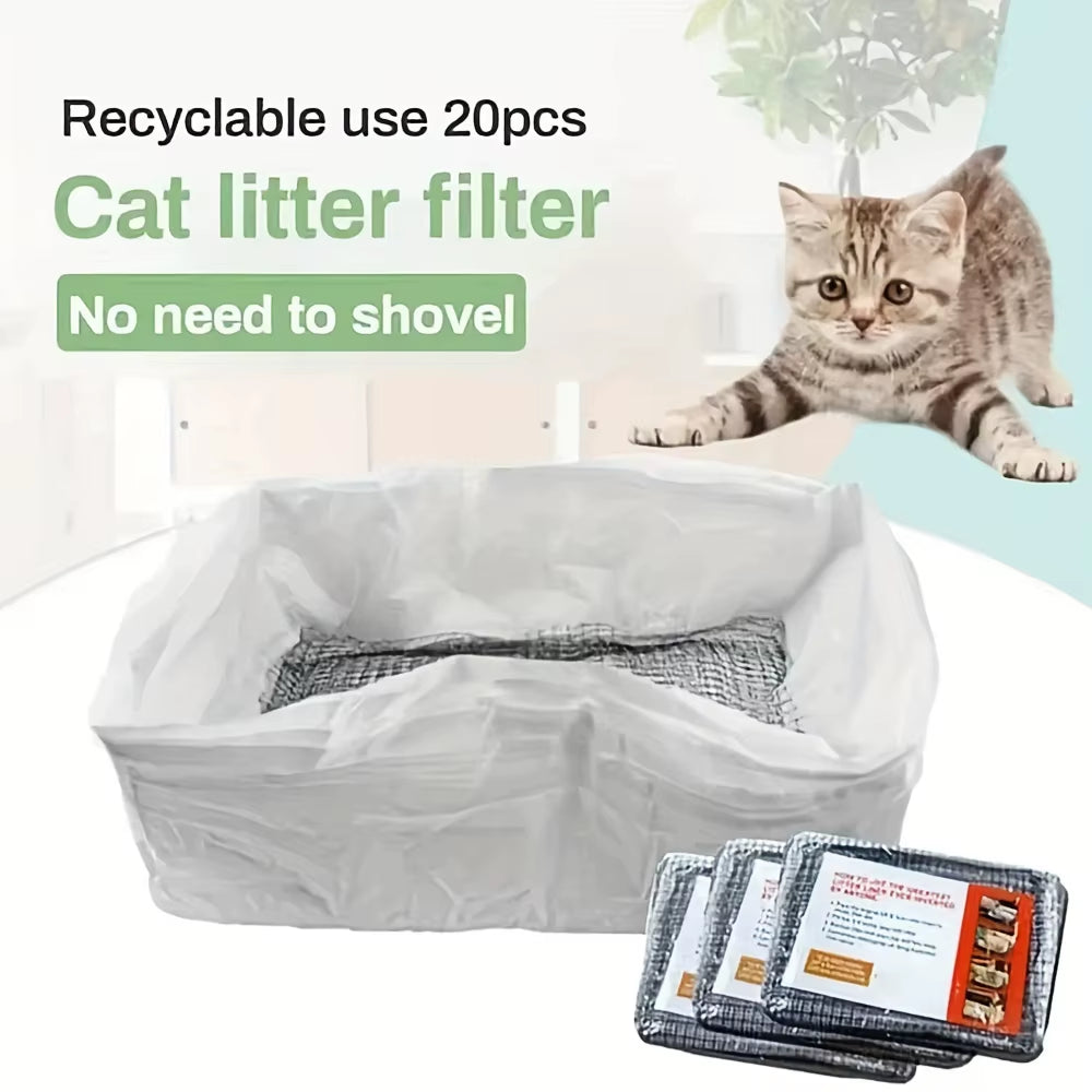 10Pcs Reusable Cat Feces Filter, Hands Free Pet Cat Excrement Liners Filter Net for Pet Hygienic Litter Box Liners