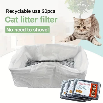 10Pcs Reusable Cat Feces Filter, Hands Free Pet Cat Excrement Liners Filter Net for Pet Hygienic Litter Box Liners