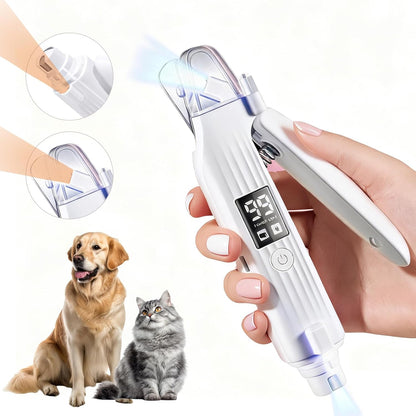 2-In-1 Dog Nail Trimmers & Dog Nail Grinder with 2 LED Lights, Low-Noise Operation, USB Rechargeable, Splash Protection Device, Multiple Grinding Methods, Perfect for Large, Medium, and Small Pets