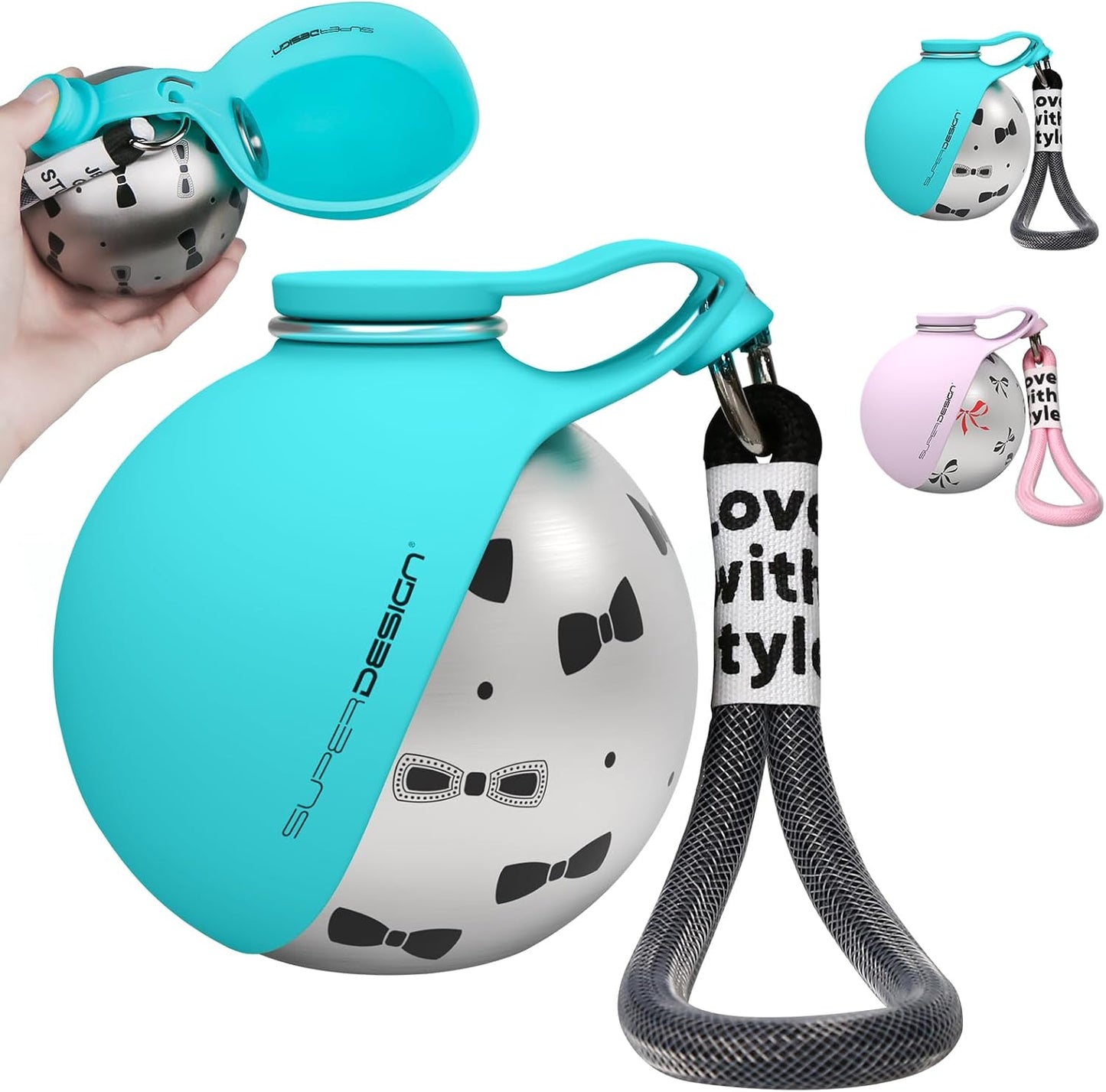 2-In-1 Portable Dog Water Bottle for Small Dogs - Leak-Proof & Compact Dog Travel Water Bottle -Stainless Steel Bottle & Silicone Bowl - Ideal for Walking, Hiking & Travels(10 Fl Oz, Blue)