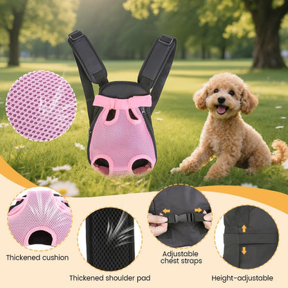 Dog Backpack Carrier/Cat Carrier, Adjustable Pet Front Carriers Travel Bag for Puppy Medium Dogs, Legs Out, Soft Ventilated Doggie Chest Carry Backpacks for Hiking/Camping, 2.5-4 Lbs, Pink