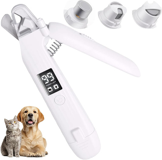 2-In-1 Dog Nail Trimmers & Dog Nail Grinder with 2 LED Lights, Low-Noise Operation, USB Rechargeable, Splash Protection Device, Multiple Grinding Methods, Perfect for Large, Medium, and Small Pets